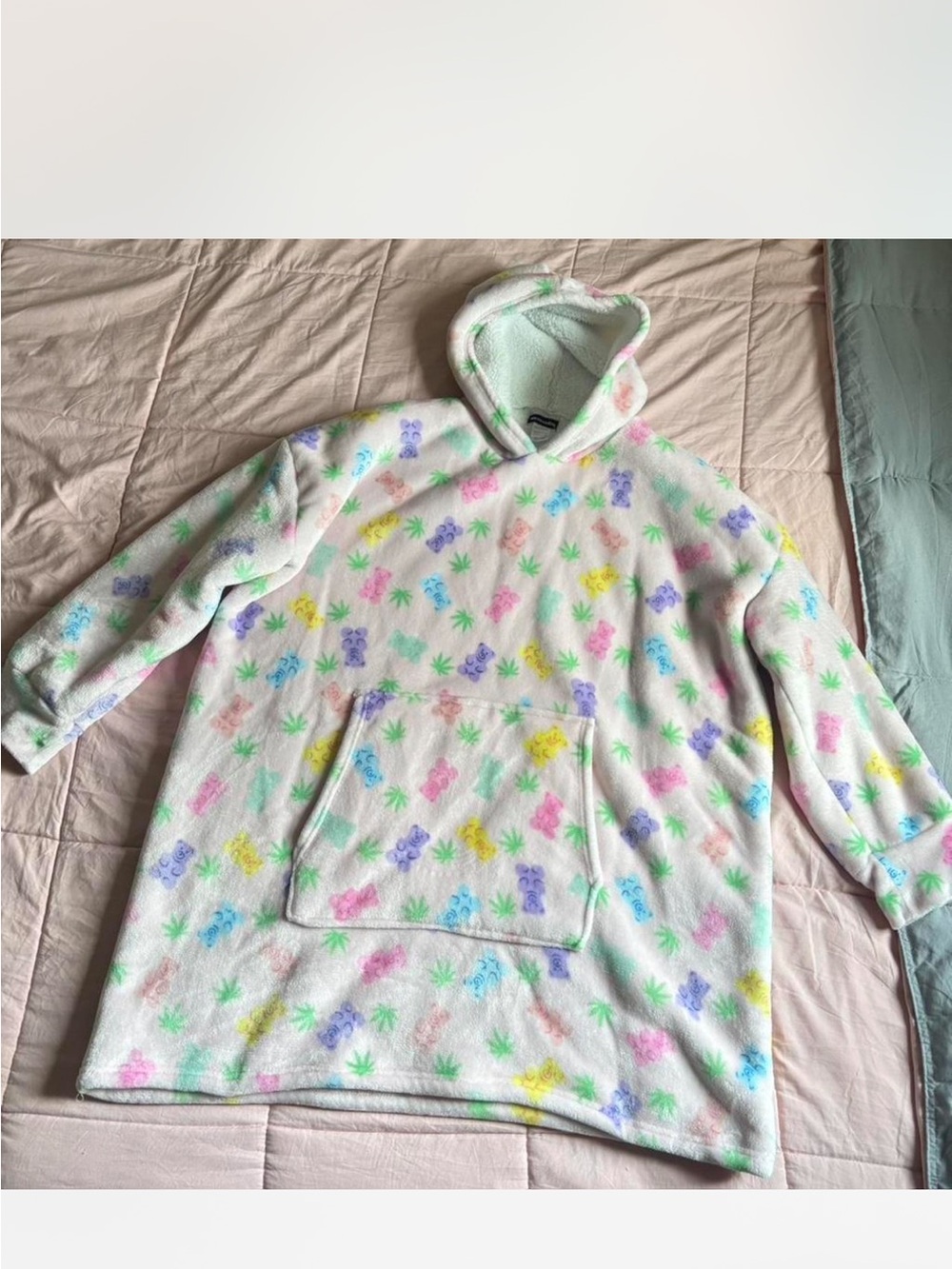 Plush Hooded Sherpa Pullover in Pastel Multicolor